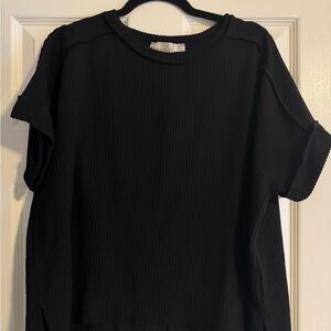 Black Women's Top - Zenana Raised Ribbed